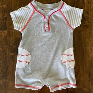 Mud Pie Knit Baseball Romper